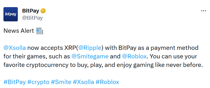 В Roblox добавили поддержку XRP в качестве платежного средства