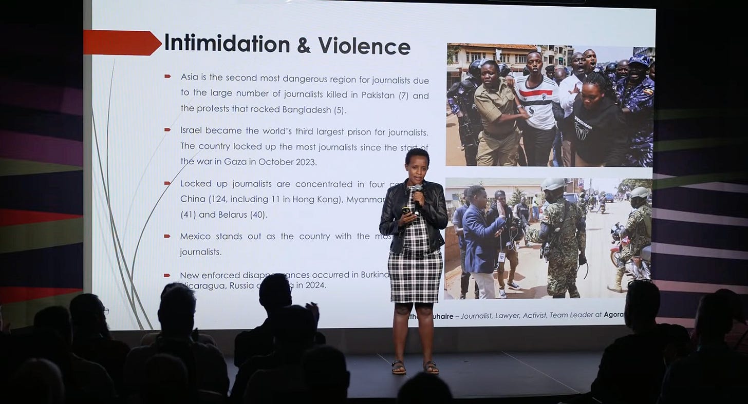 The 30,000-Foot View of the Oslo Freedom Forum 1 Ugandan journalist and lawyer, Agather Atuhaire, speaks during the Freedom Tech track at the 2025 Oslo Freedom Forum.